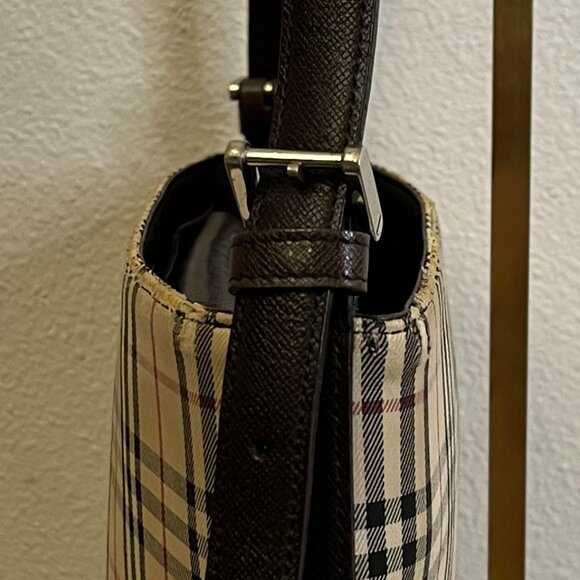 Burberry House Check and Brown Leather Shoulder Bag - Picture 5 of 16
